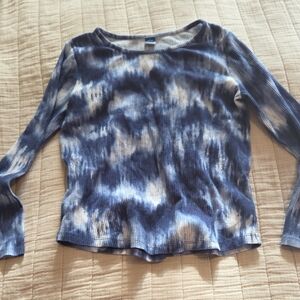 Blue Tie-Dye Long Sleeve Top
